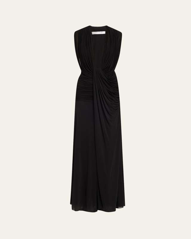 Ripple Draped Double-Layer Gown